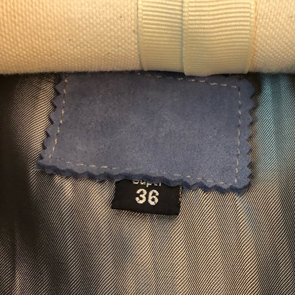 Periwinkle Blue Suede Princess-Seamed Jacket - Picture 5 of 6